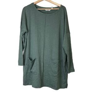 A630346 DENIM & CO Heavenly Jersey Regular Relaxed Fit Boatneck Tunic Green M